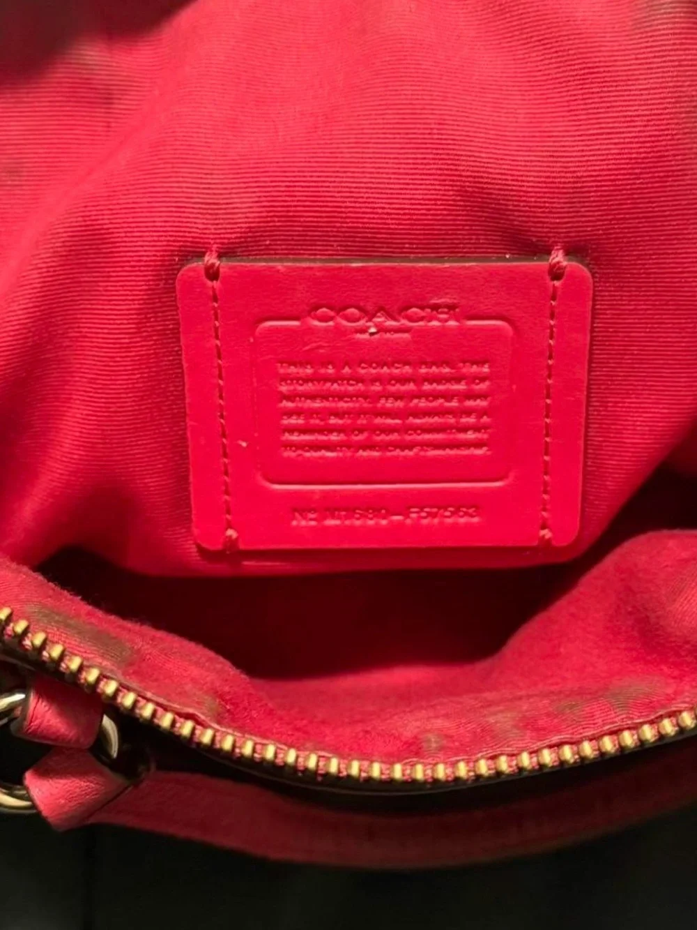 Coach Red Pebbled Leather Satchel with Gold Hardware
